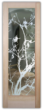 Entry Door with Frosted Glass Asian Wild Cherry Design by Sans Soucie