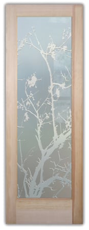 Front Door with Frosted Glass Asian Wild Cherry Design by Sans Soucie
