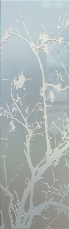 Interior Glass Insert with Frosted Glass Asian Wild Cherry Design by Sans Soucie