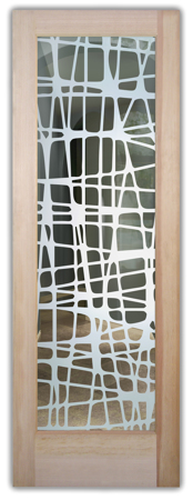Front Door featuring Frosted Glass Design Etched Glass by Sans Soucie Art Glass with Custom Geometric Design Woven