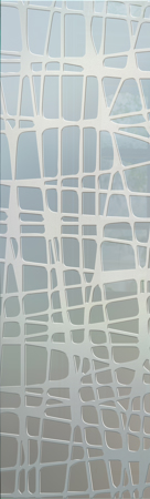 Interior Glass Insert featuring Frosted Glass Design Etched Glass by Sans Soucie Art Glass with Custom Geometric Design Woven