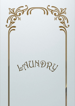 Semi-Private Laundry Insert with Sandblast Etched Glass Art by Sans Soucie Featuring Lenora Harrington Laundry Traditional Design