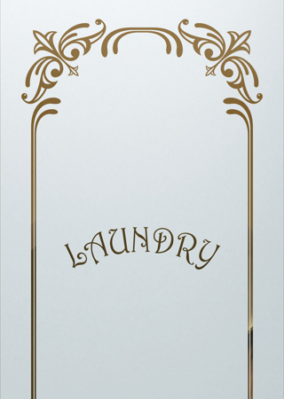 Laundry Insert showcasing a Frosted Glass Traditional Design with Sandblast Etched Glass Art by Sans Soucie Lenora Harrington Laundry Design