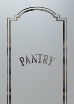 Custom-Designed Decorative Pantry Insert with Sandblast Etched Glass by Sans Soucie Art Glass Handcrafted by Glass Artists