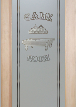 Pantry Door with Frosted Glass Whimsical Billiards Design by Sans Soucie