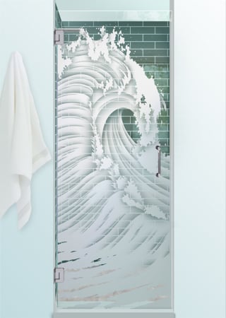 Shower Door with sandblast Frosted Glass Design Art Glass Featuring Sandblast Etched Glass by Sans Soucie