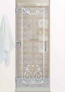 Handmade Sandblasted Frosted Glass Shower Door for Not Private Featuring a Traditional Design Elegant by Sans Soucie