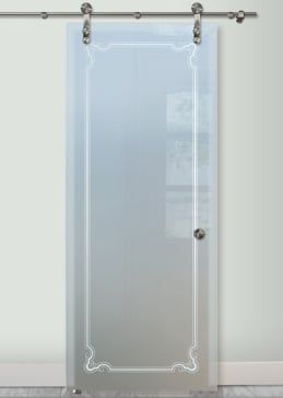 Sliding Glass Barn Door with Frosted Glass Borders Florence Border Design by Sans Soucie