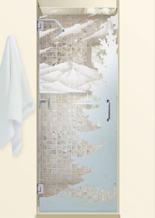 Shower Door with sandblast Frosted Glass Design Art Glass Featuring Sandblast Etched Glass by Sans Soucie