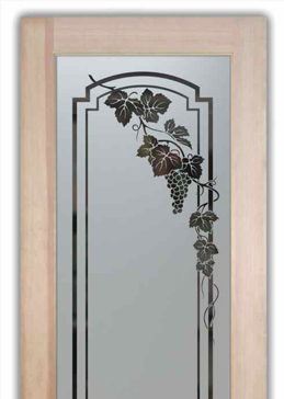 Custom-Designed Decorative Pantry Door with Sandblast Etched Glass by Sans Soucie Art Glass Handcrafted by Glass Artists