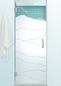 Shower Door with Frosted Glass Abstract Abstract Hills Design by Sans Soucie