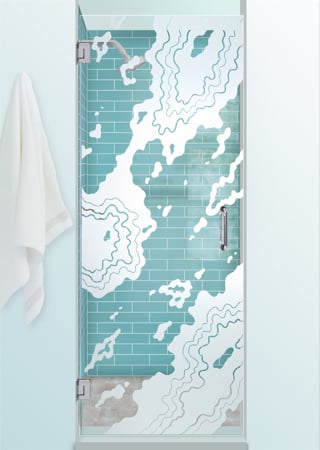 Shower Door with sandblast Frosted Glass Design Art Glass Featuring Sandblast Etched Glass by Sans Soucie