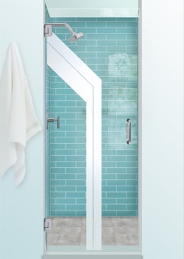 Shower Door with Frosted Glass Geometric Angled Bands Design by Sans Soucie