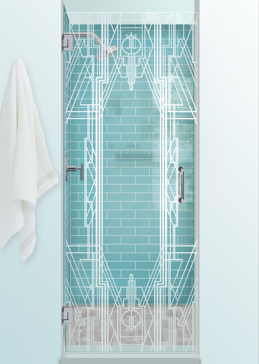 Shower Door with a Frosted Glass Art Deco Art Deco Design for Not Private by Sans Soucie Art Glass