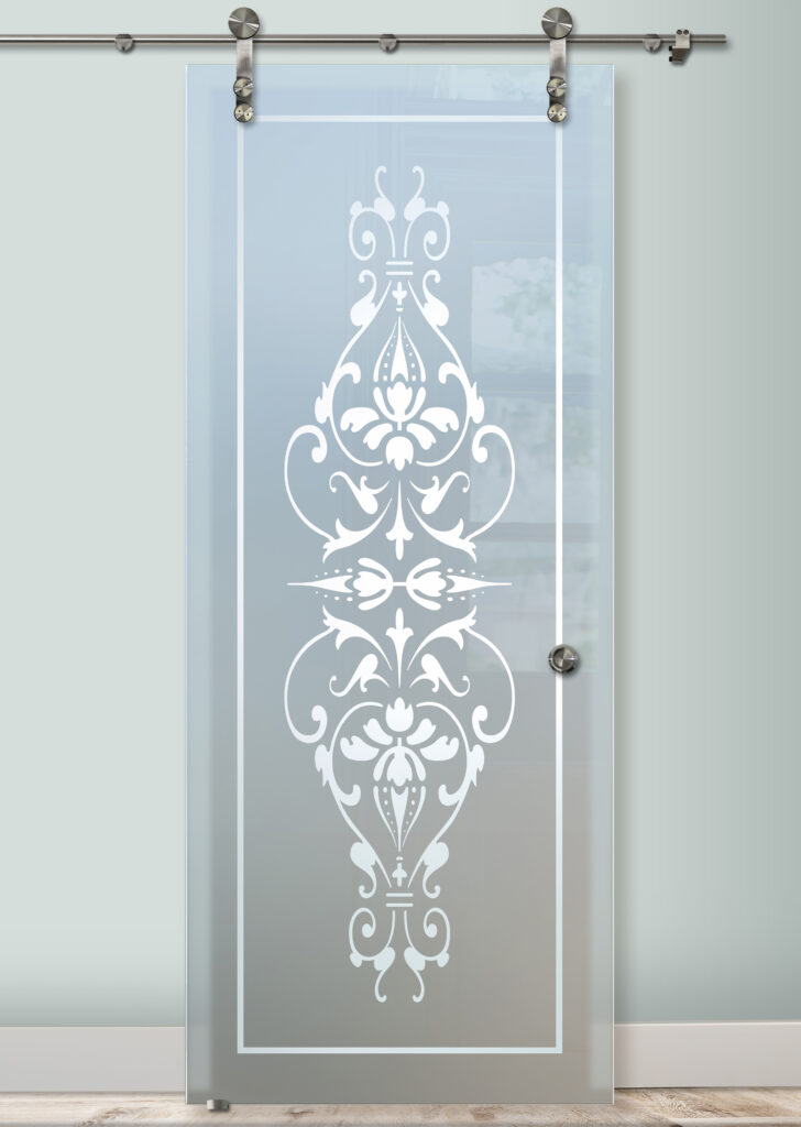 Bordeaux 1D private design barn door with glass - Sans Soucie Art Glass