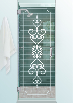 Shower Door with Frosted Glass Wrought Iron Carmona Design by Sans Soucie