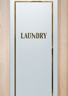 Semi-Private Laundry Door with Sandblast Etched Glass Art by Sans Soucie Featuring Classic 1 Pinstripe Traditional Design