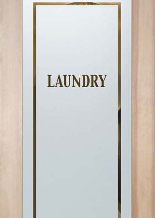 Laundry Room Door showcasing a Frosted Glass Traditional Design with Sandblast Etched Glass Art by Sans Soucie Classic 1 Pinstripe Design