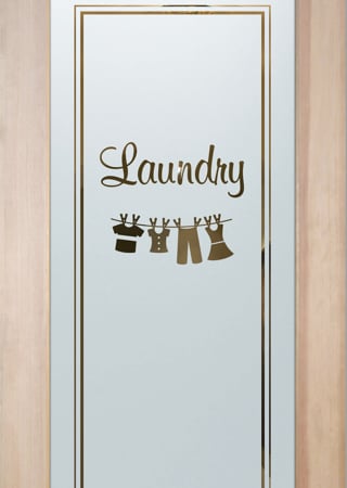 Laundry Room Door featuring Frosted Glass Design Etched Glass by Sans Soucie Art Glass with Custom Country Farmhouse Design Clothesline Murray