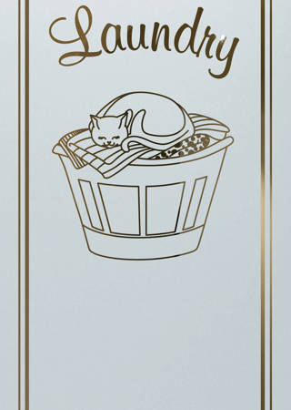 Laundry Insert with a sandblast Frosted Glass Country Farmhouse Design Custom-Designed Decorative Etched Glass