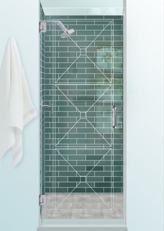 Shower Door with sandblast Frosted Glass Design Art Glass Featuring Sandblast Etched Glass by Sans Soucie