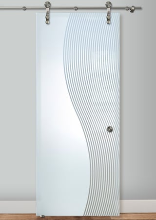 Glass Barn Door with sandblast Frosted Glass Design Art Glass Featuring Sandblast Etched Glass by Sans Soucie