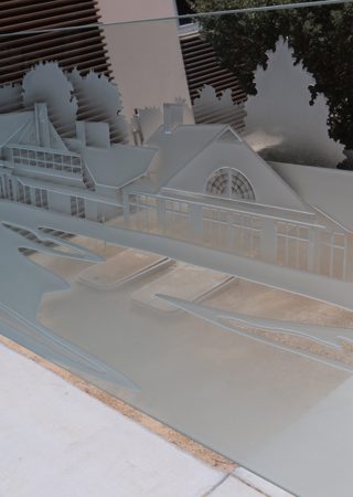 Window with Frosted Glass Landscapes Lancaster Country Club Design by Sans Soucie