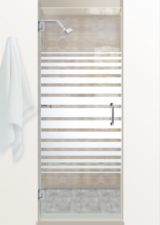Shower Door with a sandblast Frosted Glass Geometric Design Custom-Designed Decorative Etched Glass