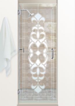 Shower Door with Frosted Glass Traditional Faux Bevels Design by Sans Soucie