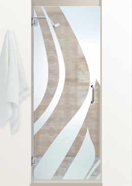 Handmade Sandblasted Frosted Glass Shower Door for Not Private Featuring a Abstract Design Flow by Sans Soucie