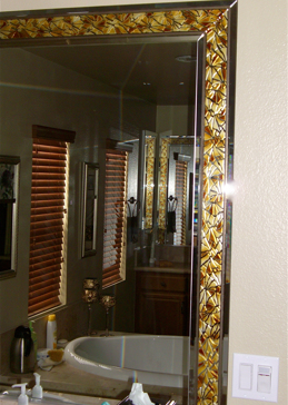 Decorative Mirror with a Frosted Glass Fragments Border Gold Borders Design for Private by Sans Soucie Art Glass