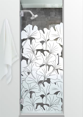 Shower Door with sandblast Frosted Glass Design Art Glass Featuring Sandblast Etched Glass by Sans Soucie