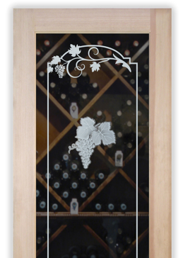 Handmade Sandblasted Frosted Glass Wine Door for Not Private Featuring a Grapes & Ivy Design Grape Cluster Grape Ivy by Sans Soucie