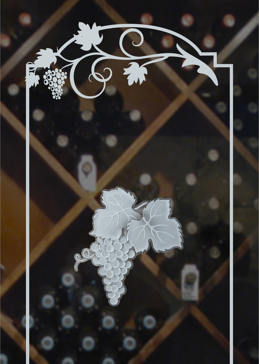 Handmade Sandblasted Frosted Glass Wine Insert for Semi-Private Featuring a Grapes & Ivy Design Grape Cluster Grape Ivy by Sans Soucie