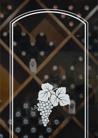 Wine Insert with Frosted Glass Grapes & Ivy Grape Cluster Arched Border Design by Sans Soucie