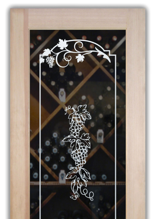 Wine Insert with a Frosted Glass Grapes Strand Grape Ivy Grapes & Ivy Design for Semi-Private by Sans Soucie Art Glass