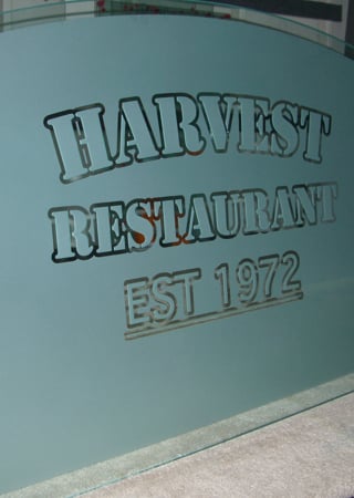 Glass Sign with a sandblast Frosted Glass Logos Design Custom-Designed Decorative Etched Glass