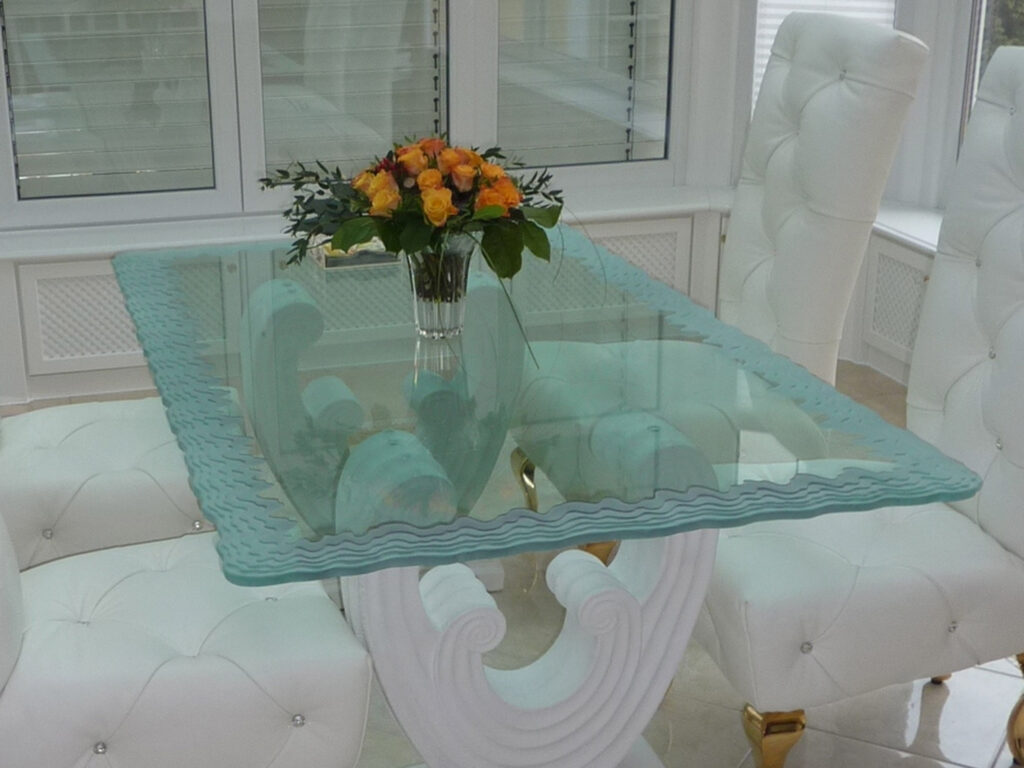 frosted glass table featuring Shoreline Edge 5
