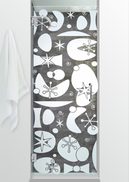 Shower Door with Frosted Glass Geometric Jetsons Design by Sans Soucie