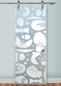 Sliding Glass Barn Door with Frosted Glass Geometric Jetsons Design by Sans Soucie
