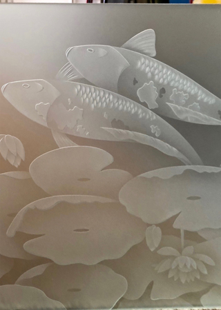 Window with sandblast Frosted Glass Design Art Glass Featuring Sandblast Etched Glass by Sans Soucie