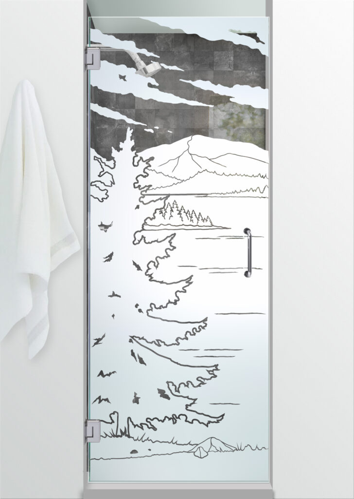 Lake Arrowhead Not Private 1D Positive Clear Glass Finish Frameless Glass Shower Door Sans Soucie 