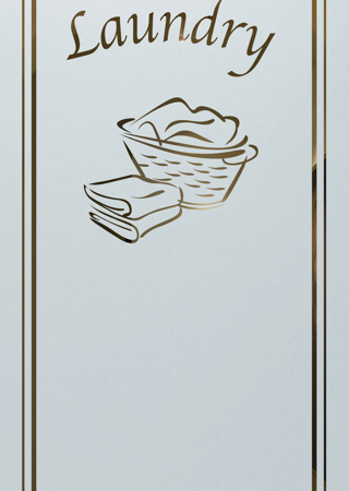 Laundry Insert with a sandblast Frosted Glass Country Farmhouse Design Custom-Designed Decorative Etched Glass