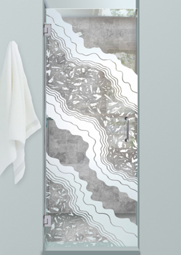 Shower Door with Frosted Glass Abstract Metamorphosis Design by Sans Soucie