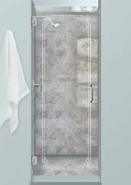 Shower Door with a Frosted Glass Naples Border Borders Design for Not Private by Sans Soucie Art Glass