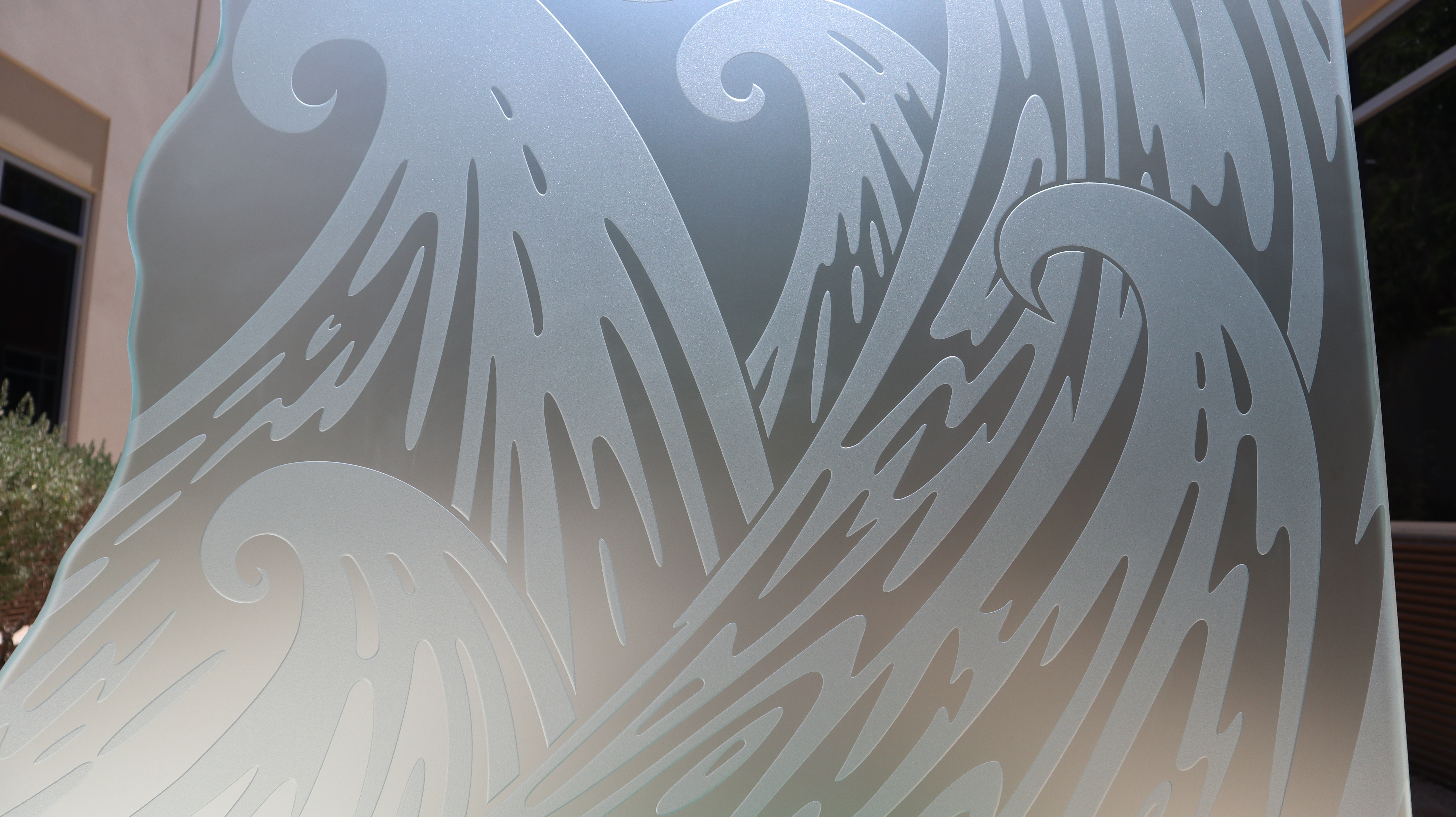 Newport Waves shower glass panel design in a 3D Flat Carved Private effect.