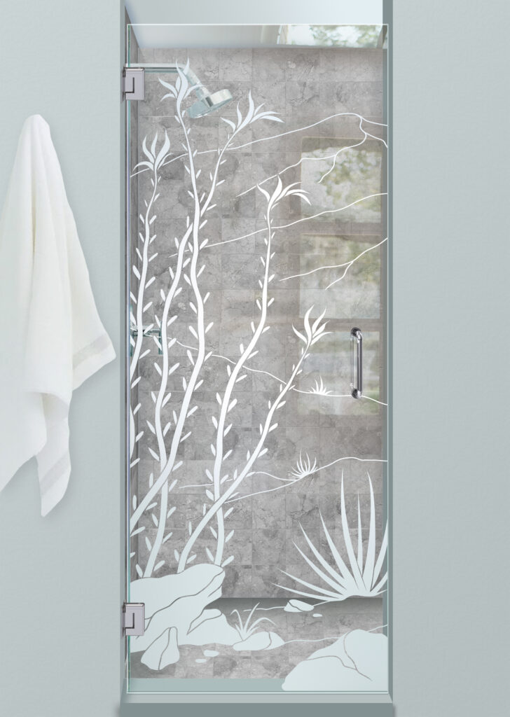 Modern bathroom featuring frosted glass shower doors as a stylish shower door glass replacement solution 3