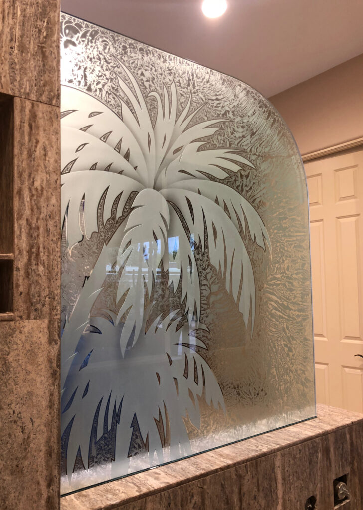 Etched glass panel