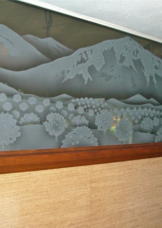 Partition with sandblast Frosted Glass Design Art Glass Featuring Sandblast Etched Glass by Sans Soucie