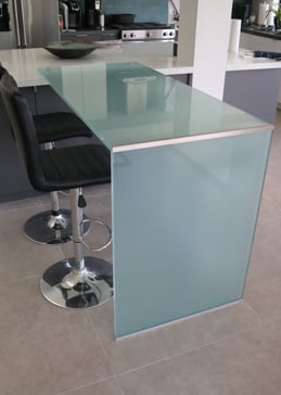 Glass Counter with a Frosted Glass Solid Frosted Glass Waterfall Desk Plain Solid Frosted Glass Design for Private by Sans Soucie Art Glass